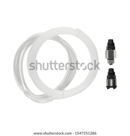 Plastic hose tube with connectors isolated on white