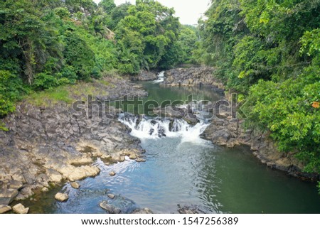The part of Balung River landscape with natural view of the nature, waterfall and stream water located near Balung Cocos in Tawau, Sabah, Malaysia.