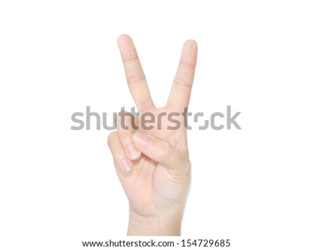  hand with victory sign.isolated on white