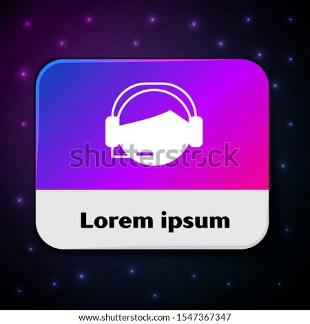 White Man with a headset icon isolated on black background. Support operator in touch. Concept for call center, client support service. Rectangle color button. Vector Illustration