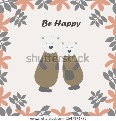 two cute happy koala cartoon on leaves background