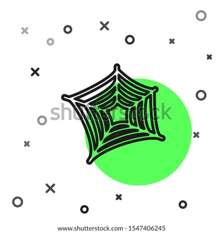 Black line Spider web icon isolated on white background. Cobweb sign. Happy Halloween party.  Vector Illustration