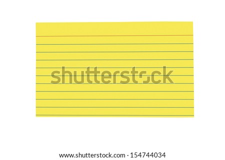 Brightly Colored Blank Index Card/ Horizontal Shot/ Isolated On White Background