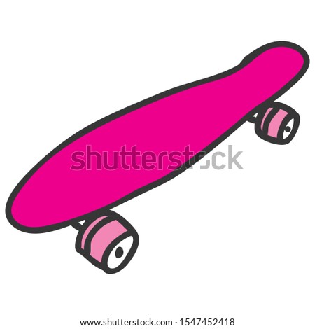 Retro skateboard.  Children's sports. Element for extreme sports. Outdoor activity element. Vector isolated on white background.