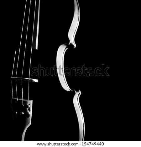 Violin orchestra silhouette musical instrument in black and white