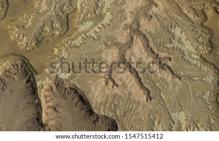 Desert terrain of Saudi Arabia from the height of the drone flight