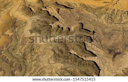 Desert terrain of Saudi Arabia from the height of the drone flight