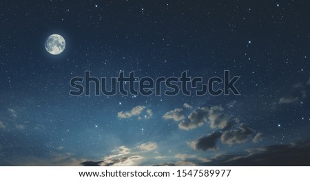 night landscape with big moon