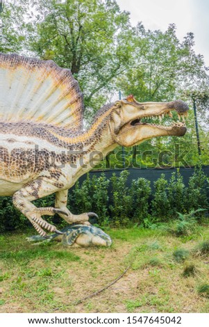 Spinosaurus cretaceous dinosaur at dinosaur park