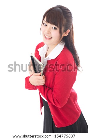 young asian woman on white background