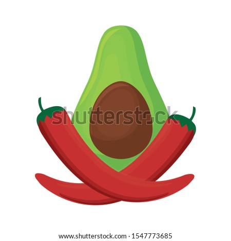 chili peppers mexican with avocado isolated icon vector illustration design