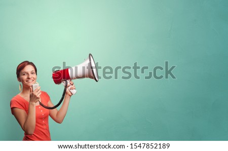 Person speaking in loudspeaker concept