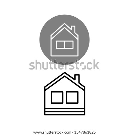 Set of vector icons with house on white background and house in a gray frame