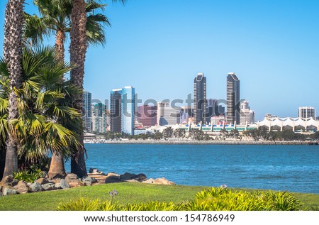 Downtown San Diego City View from Coronado Island, San Diego Southern California, USA