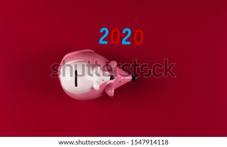 symbol of the new year, rat, 2020 on a red background, Christmas background.