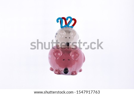 symbol of the new year, rat, 2020 on a white background, Christmas background.