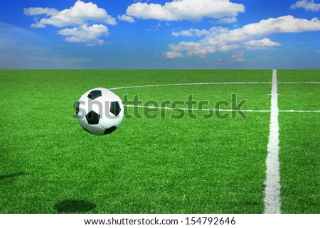 Soccer football field stadium grass line ball