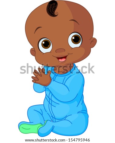 Illustration of Cute baby boy clapping hands