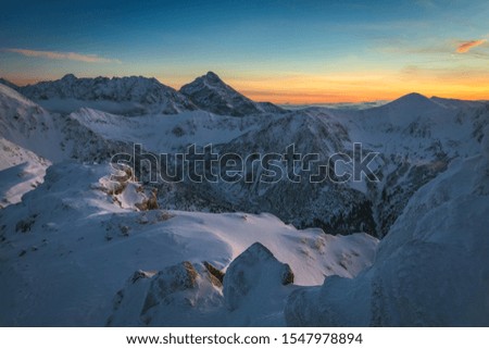 Winter landscape of Tatry mountains in winter, Poland. 