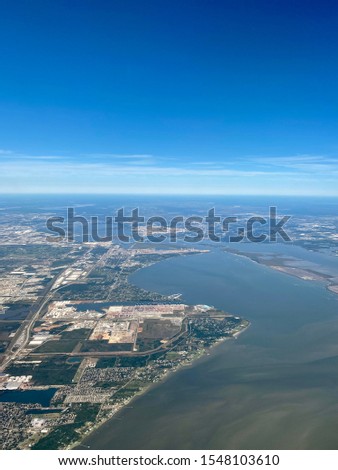 Aerial view of the Gulf of Mexico in Houston, Texas