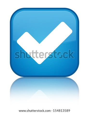 Validate icon glossy blue reflected square button
