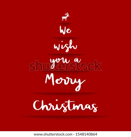 We wish you a Merry Christmas white hand lettering on red background.