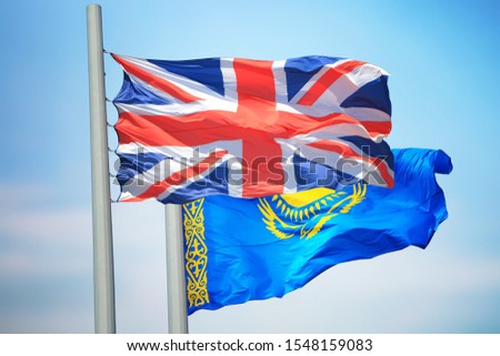 Flags of Britain and Kazakhstan