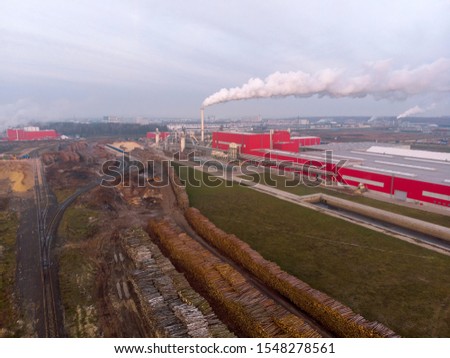 Factory chimney piping smoke into the air pollution. global environment problem.