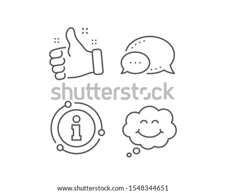Smile line icon. Chat bubble, info sign elements. Happy emoticon sign. Comic speech bubble symbol. Linear smile outline icon. Information bubble. Vector