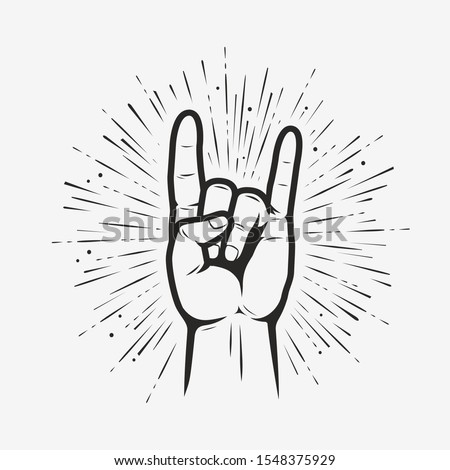 Rock on gesture symbol. Heavy metal hand gesture vector illustration Royalty-Free Stock Photo #1548375929
