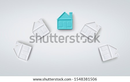concept of choosing house blue with white background