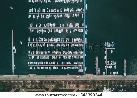 Overhead aerial view of La Spezia Dockyard, in Italy
