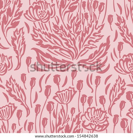 Pattern patterned with poppies. For the design of fabrics, wallpaper, wrapping paper.