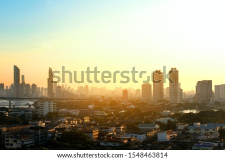 photos of the city and high-rise buildings in Bangkok during the morning