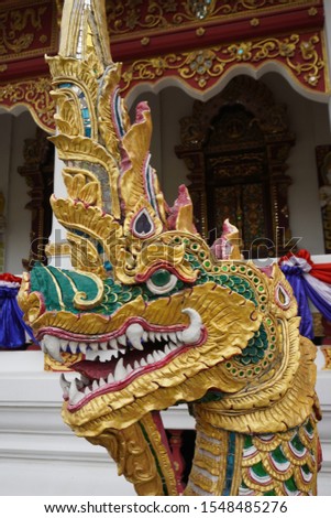 Dragon in Thai Buddhist Temple located in Bodh Gaya City, Bihar, India