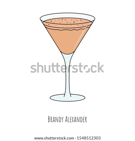 Brandy Alexander cocktail. Vector cartoon illustration. Isolated object on a white background. Flat style.