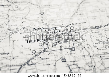Little Rock on the map travel background