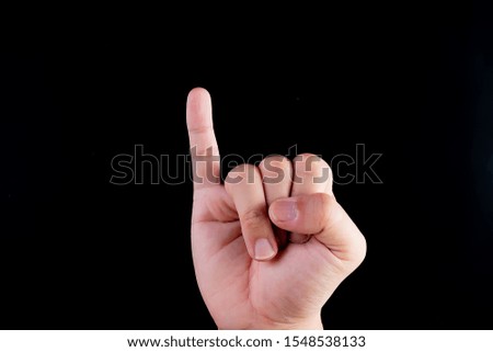 Hand symbols on black background, for drawing or used to communicate, promise sign 