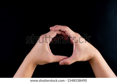 Hand symbols on black background, for drawing or used to communicate 