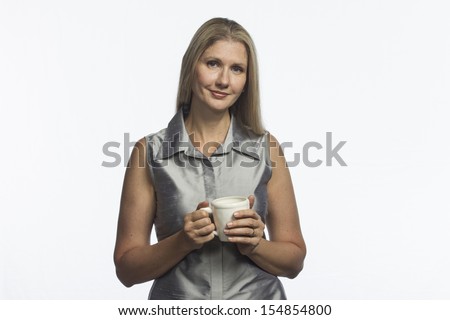 Woman holding a cup of coffee, horizontal