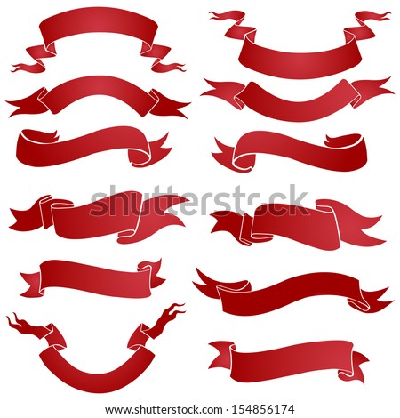 vector set of red gradient ribbons for your text