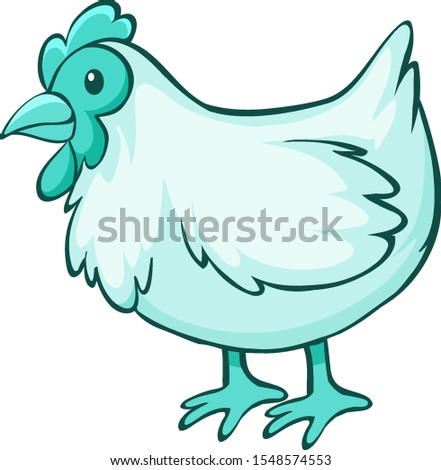 Blue chicken on white background illustration