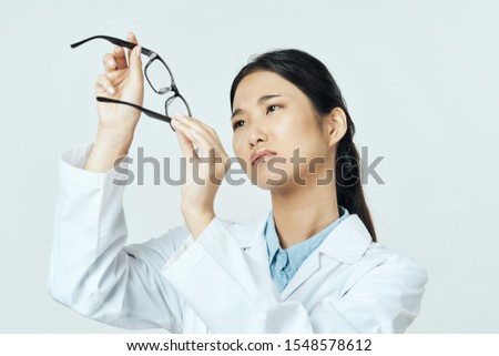 Beautiful Woman Doctor Medical Coat Glasses Eyesight Diopter