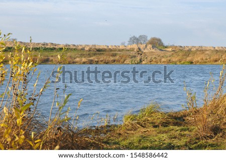 A river bank called the Dnieper on a sunny autumn day.