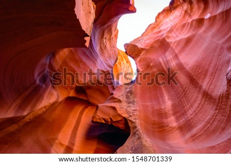 Sandstone formations in famous Upper Antelope Canyon in Arizona, USA