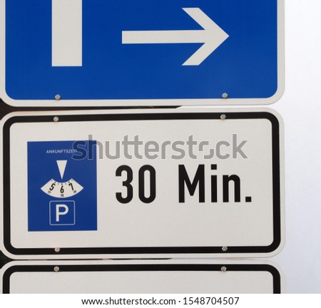 traffic signs, signs with parking meter