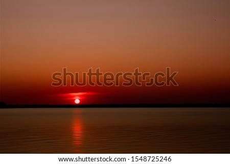 Red sunset in Finland at summer time
