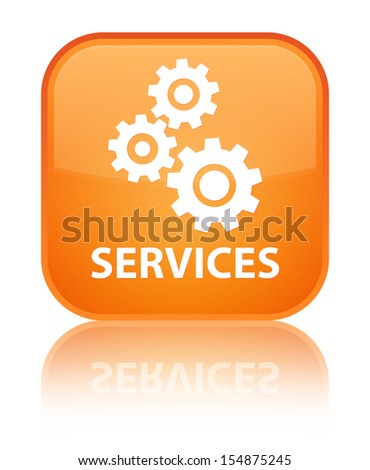 Services (gears icon) glossy orange reflected square button