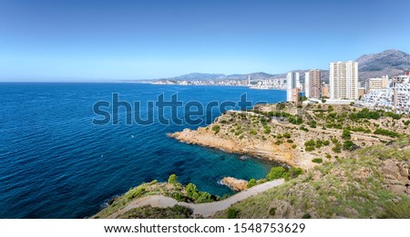 Scenic panoramic view from the Sierra Helada Natural Park. Benidorm. Valencia. Spain. 