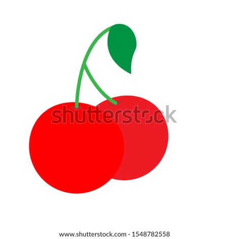 cherry icon, vector fruit illustration, sweet cherries, fresh healthy cherries